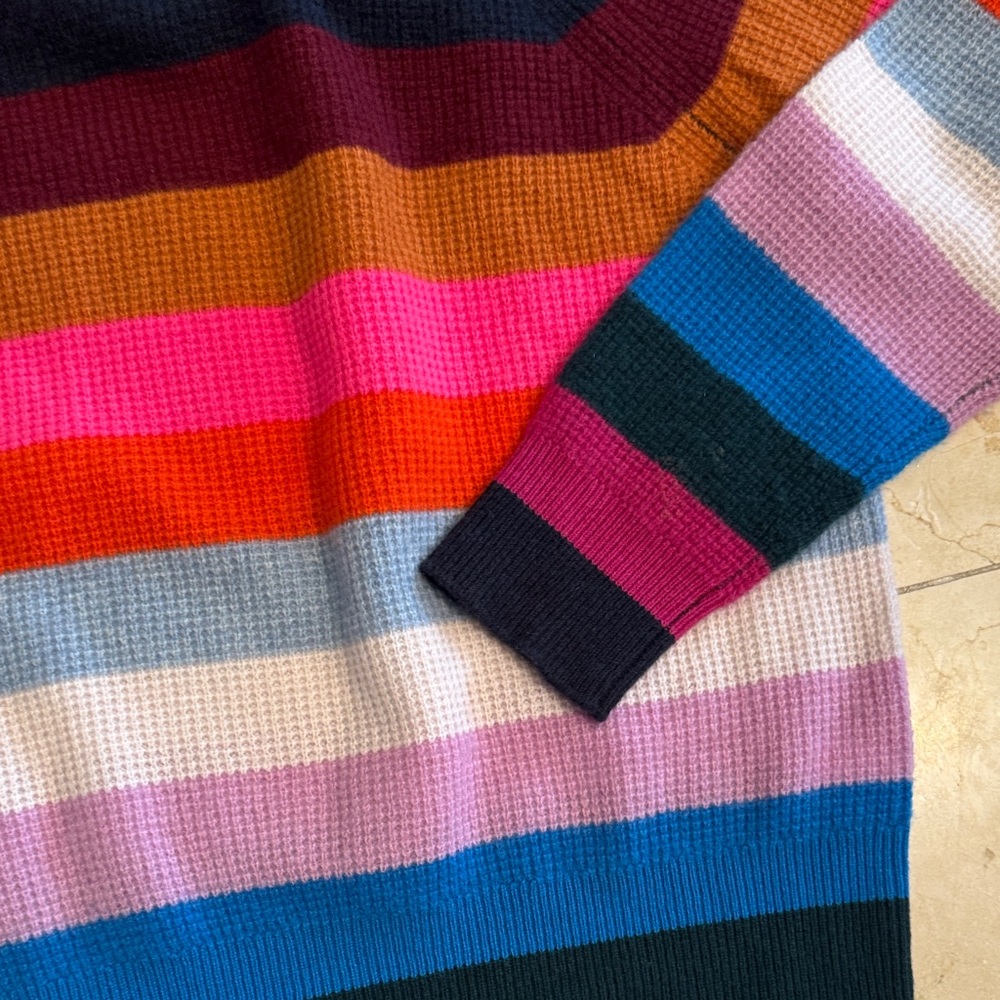 White + Warren Multicolor Striped cashmere Sweater large EuC - Picture 5 of 8